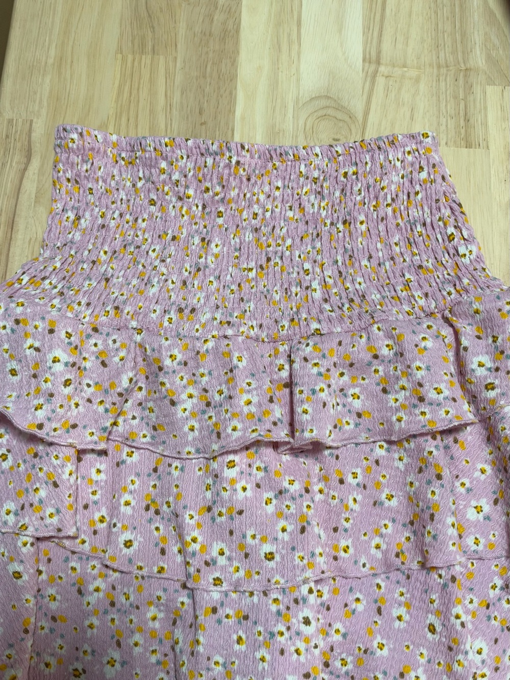 Zara Pink Floral Smocked Mini Skirt